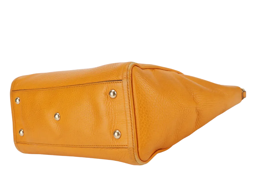 GUCCI SOHO SMALL TOP HANDLE BAG (369176) DARK YELLOW LEATHER GOLD HARDWARE WITH LEATHER STRAPS NO DUST COVER