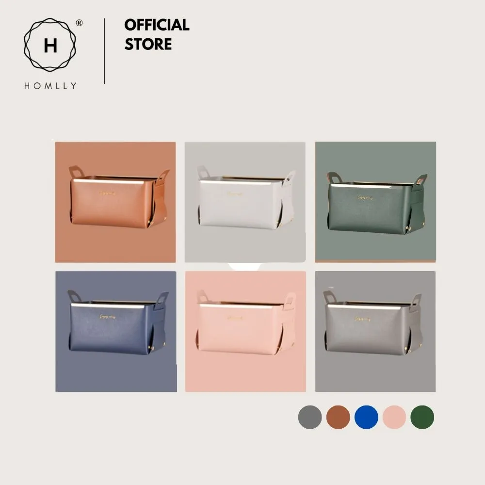 Homlly Leather PU Cosmetic Makeup Organizer Jewelry Storage Basket